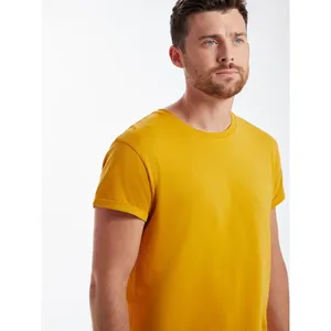 T-shirt à manches retroussées en coton biologique pour homme, merchandising promotionnel durable - Product Image 5