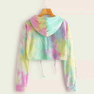 High Quality Custom Printing Polyester Short Hooded <b>Top</b> for <b>Women</b> New Casual <b>Winter</b> Crop Sweatshirt Front OEM ODM - Product Image 3