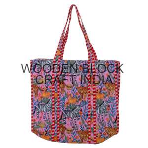 Sac fourre-tout en coton imprimé à la main en Inde, tendance, 100% coton, nouveau style, sac de marché, cadeau pour elle - Product Image 1