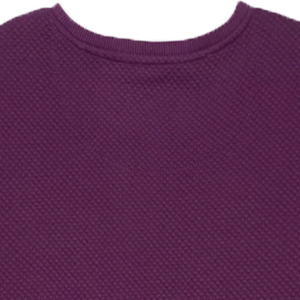 Sweat-shirt en molleton brodé pour femme, écologique, violet, respirant, polyester/coton, col rond, manches régulières, uni, hiver - Product Image 2