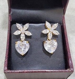 Fully White Marquis & <b>Heart</b> Shaped Moissanite Diamond <b>Earring</b> Beautiful Diamond Jewelry Customized <b>Earring</b> Gift for Women - Product Image 2