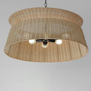 Lampada da soffitto appesa fatta a mano in <span class=keywords><strong>Rattan</strong></span> bronzo scuro decorazione per la casa lampada a sospensione per comodino soggiorno ristorante - Product Image 3