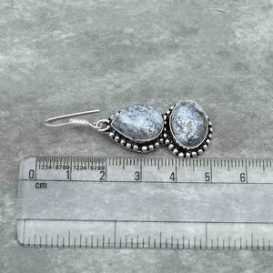 Top qualité 925 argent Sterling plaqué Style bohème à la mode Dendrite opale ovale pierre précieuse lunette naturelle anniversaire boucles d'oreilles - Product Image 6