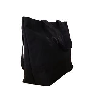 Sac fourre-tout en toile de coton pour femme avec logo personnalisé et motif lettres, longue poignée, idéal pour le week-end, avec poches de rangement en toile pour le shopping - Product Image 4