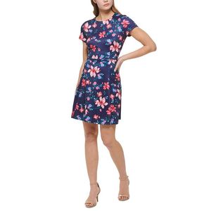 Robe évasée imprimée pour femme Vince Camuto, en denim respirant et viscose, taille unique/XS, bleu, taille naturelle, style formel pour la journée - Product Image 1