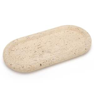 Contemporary Travertine Marble <b>Tray</b> Natural Stone Handcrafted Serving <b>Tray</b> <b>For</b> <b>Coffee</b> <b>Table</b> <b>Decor</b> - Product Image 2