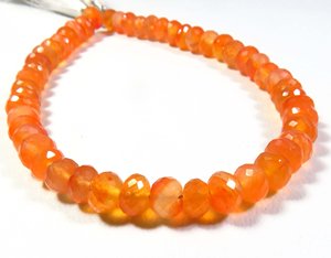 ลูกปัดพลอยคาร์เนเลียนสีส้มทรงรอนเดลล์เจียระไน 6 มม. รูปทรงบริโอเล็ต สายยาว 8 นิ้ว เกรดพรีเมียม 60 กะรัต - Product Image 5