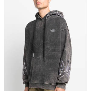 Pull à capuche délavé à l'acide style high street pour hommes en coton de haute qualité avec motif solide Impression numérique du logo personnalisé - Product Image 3