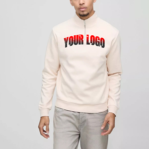 Alta calidad Relaxed fit Quater Zip Up Color sólido Basics sudadera y Sudadera con capucha Streetwear transpirable Hip Hop sudadera en blanco - Product Image 4