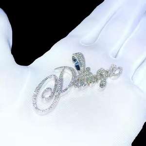 จี้เพชรโมอิสซาไนต์ระยิบระยับ สไตล์ฮิปฮอปสุดหรู ชุบทองคำขาว โรเดียม เงินแท้ 925  สามารถปรับแต่งได้ - Product Image 1