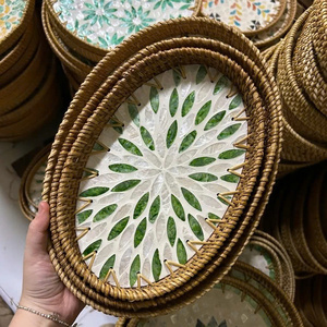 Bandeja de mimbre de lujo hecha a mano para restaurante, Hotel y decoración del hogar, cesta Natural tejida, Exportación al por mayor ecológica - Product Image 5