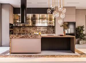 Gabinete de madera inteligente de diseño europeo moderno con acabado de laca mate de chapa de madera Juego completo de gabinetes de cocina - Product Image 6