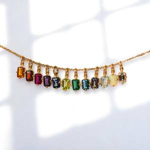 Haute qualité plaqué or émeraude Quartz pendentif broche réglage Baguette charme pour la fabrication de bijoux chrétiens collier de pierre de naissance - Product Image 2