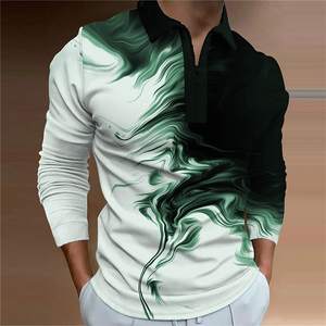 Camisa Polo Moderna con Estampado 3D Personalizada de Fábrica para Hombre, Polo de Golf Informal de Invierno y Otoño, Polo de Manga Larga de Poliéster con Cremallera - Product Image 2