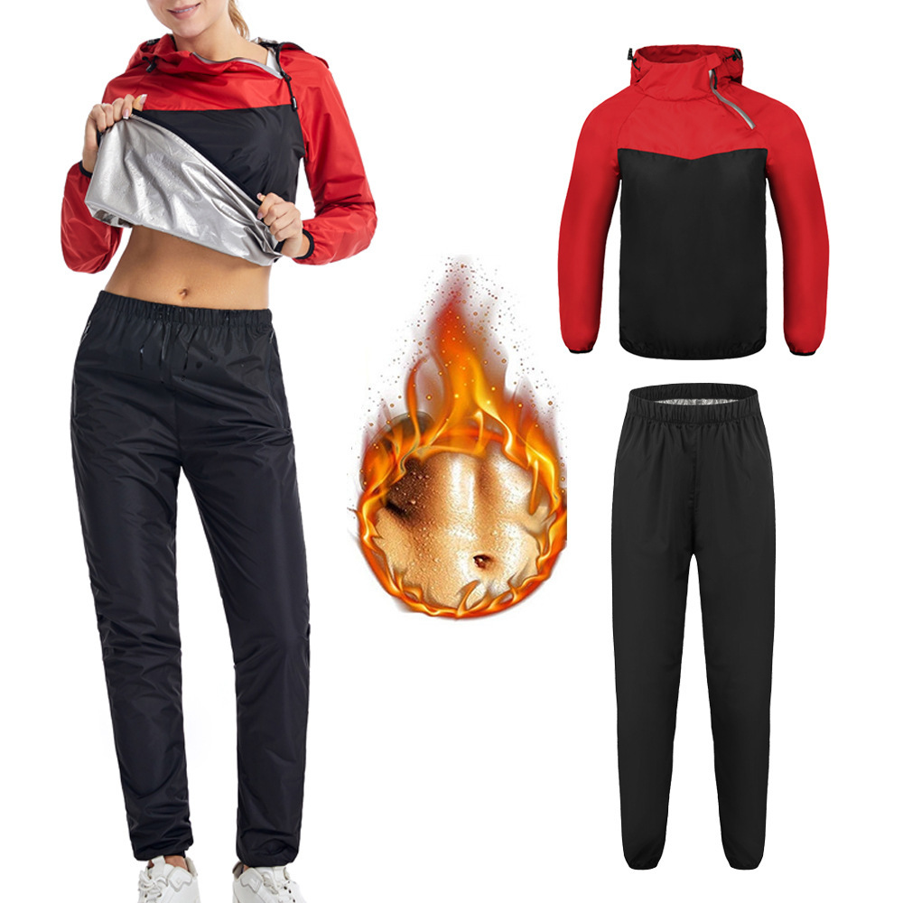 Heavy Duty Sweat Sauna Suit Exercise Fitness Workout AntiRip With Hood Weight Loss Slimming MMA Training Gym Jacket Shaping Pant