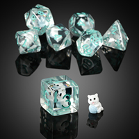 Lot de dés polyédriques en résine pour D&D, avec design animalier personnalisé (y compris chat), tailles carrée et 16 mm, pour jeux de rôle D&D