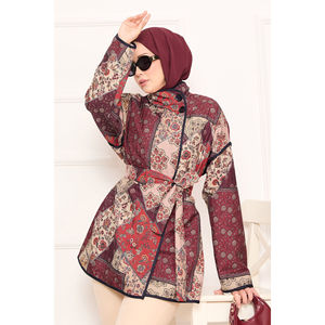 Ethnic <b>Pattern</b> Piped <b>Quilted</b> <b>Jacket</b> for Women Reversible Winter Coat Hooded Collar Cotton Filling Winter Autumn Spring Vintage - Product Image 2