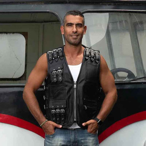 Chaleco de motorista de cuero genuino hecho a mano a la moda personalizado Chaleco de moto transpirable para montar en otoño-Precio al por mayor - Product Image 5