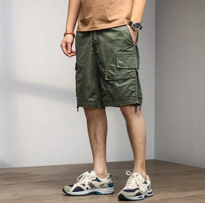 Superbe qualité 100% coton Short de sport taille moyenne pour homme Logo personnalisé OEM Board Pattern Drawstring Cargo Shorts - Product Image 2