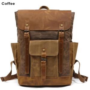 Leather Canvas Luxury Eco-Friendly <b>Backpack</b> <b>Large</b> Capacity Outdoor Travel School Laptop Rucksack Wholesale LCBP-0078 - Product Image 3