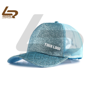 El mejor sombrero de béisbol Snapback de terciopelo para mujer, gorras de camionero de malla con cola de caballo altas informales en negro, blanco y rosa con purpurina para mujer, OEM - Product Image 4