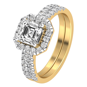 Anillo de boda de diamante cultivado en laboratorio con corte Asscher de oro sólido de 18 quilates para mujer, 1,69 Cts VS Clarity EF Color 47 piedras, joyería IGI - Product Image 1