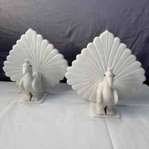 Exhibición de pavo real de mármol italiano blanco Premium, Art Deco elegante para decoración del hogar, mesa de acento, exhibición de oficina, artículo de regalo de lujo - Product Image 1