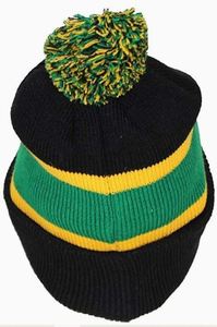 Men Beanie Promotional Acrylic Rugby Knit Striped Cuff Slouch Double-Layer Beanie <b>Hat</b> with <b>POM</b> <b>POM</b> Letter jacquard beanie - Product Image 3