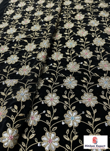 Luxury Sequin Embroidered <b>Velvet</b> Fabric For Premium Evening Gowns Wedding Dresses And Party Wear Popular In Oman - Product Image 6