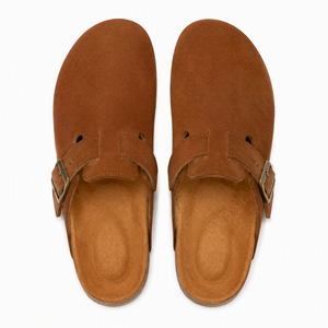 Mules sabots en daim et liège pour femme, à bout fermé, à enfiler, confortables, avec boucle réglable, soutien de la voûte plantaire, logo personnalisé OEM - Product Image 4