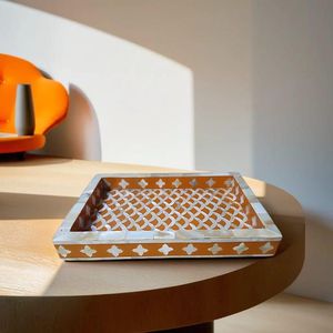 Bandejas para servir hechas por madre perla y MDF Bandejas para servir comerciales hechas a mano Bandeja de alta calidad Uso Utensilios de cocina POR HF CRAFTS - Product Image 3