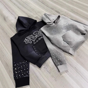 Diseño de diamantes de imitación de moda nueva sudadera con capucha para hombres y mujeres Sudadera con capucha suelta y personalizada Tendencia 2026 - Product Image 1
