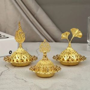 Quemador de Incienso de Metal Dorado de Lujo, Porta Bakhoor Arabesco, Plato Decorativo para Adornos, Centro de Mesa, Decoración para el Hogar - Product Image 1