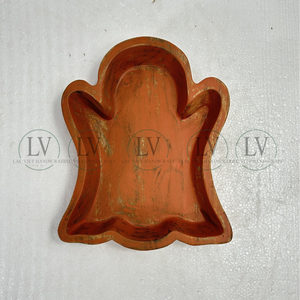 Bol à pâte fantôme en bois d'acacia rustique sculpté à la main pour la décoration de table d'Halloween, vente en gros en provenance du Vietnam - Product Image 3
