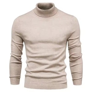 Jersey de lana personalizado para hombre, suéter de cuello alto, ropa de punto de cuello alto de manga larga en color liso - Product Image 2
