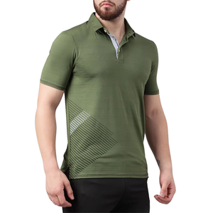 Polo Verde para Hombre con Diseño Geométrico, Ropa Deportiva Elegante, Tejido de Algodón Cómodo para Deportes y Uso Casual - Product Image 1