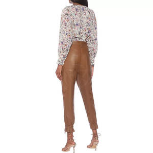 Pantalons en cuir PU sur mesure pour femmes, avec logo personnalisé, design unique, devant plat, pour l'hiver - Product Image 3