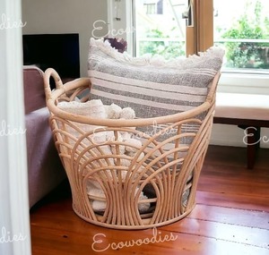 Panier en rotin naturel très habile Durable tissé à la main intérieur rotin canne organisateur stockage rustique décor à la maison osier bambou - Product Image 6