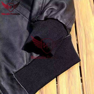 Opción de logotipo personalizado Elegante chaqueta de cuero de bombardero de invierno para los hombres de talla grande disponible al aire libre de gran tamaño chaqueta de cuero en blanco - Product Image 5