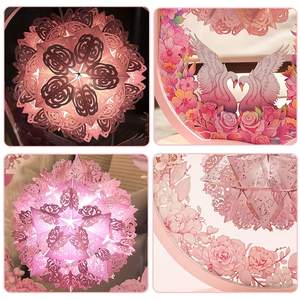 Lampe en papier découpé DIY, lumière de nuit ronde en papier découpé, hydrangea, boîte à lumière en papier, sculptures, lumière réglable, décoration de bureau - Product Image 5