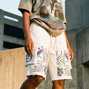 Shorts Cargo de Algodón Grueso de Cintura Alta Ecológicos Personalizados para Mujer, Jorts de Estilo Urbano, Corte Regular, Pantalones Cortos Desgastados - Product Image 5