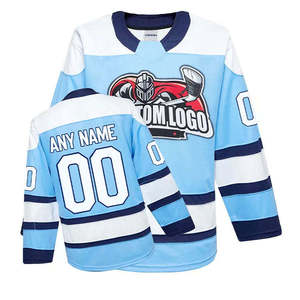 Maillot de hockey sur glace personnalisé OEM par sublimation, uniforme d'équipe respirant 100 % polyester, nom, numéro, logo, manches courtes, 32 styles d'équipes - Product Image 1