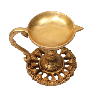 Jyoti Diya กรอบทองเหลืองสีทองออกแบบอย่างประณีตในบ้านจิตวิญญาณ - Product Image 3