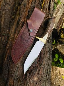 Cuchillo de Caza Personalizado de Acero con Alto Contenido de Carbono, Cuchillos de Hoja Fija para Campismo y Supervivencia con Funda de Cuero Fino, Cuchillos de Acero Personalizados - Product Image 3