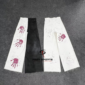 Nouveauté Jeans décontractés pour hommes à coupe droite et ample sur mesure 100% coton Séchage rapide Écologique Respirant Style de rue - Product Image 1