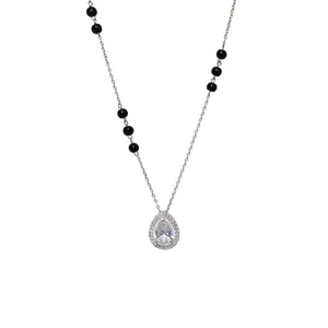 Collar de Plata 925 con Circonita en Forma de Pera, Chapado en Oro de 14K y Rodio, Cadena con Perlas de Agua Dulce, Regalo de Compromiso para Mujer - Product Image 2