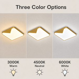 <b>Modern</b> Square <b>LED</b> <b>Ceiling</b> <b>Light</b> Acrylic Iron Tri Color Surface Mount For Indoor Living Room Bedroom Dining Hallway - Product Image 3
