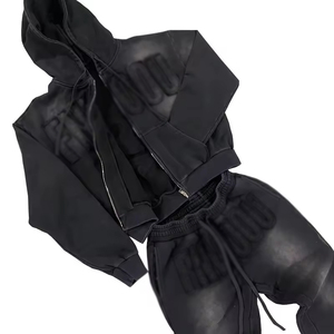 100% coton de luxe polaire hommes survêtement Logo personnalisé 2 pièces ensemble respirant Joggers lourd écologique saison d'hiver - Product Image 2