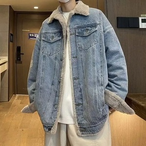 2024 Winter <b>Fleece</b> Denim Jacket Men Thick Warm Wool <b>Liner</b> Coats Men Thicker Denim Outwear Jean Jackets Men Cowboy Casual Outfits - Product Image 3