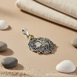 Pendentif tendance vintage pour femme, arbre de vie, argent 925, zircon, diamant, pierres précieuses, plaqué or rhodié, or rose, matériau principal : or - Product Image 3